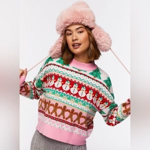 NWT Fair Isle Christmas Sweater with Gingerbread Men